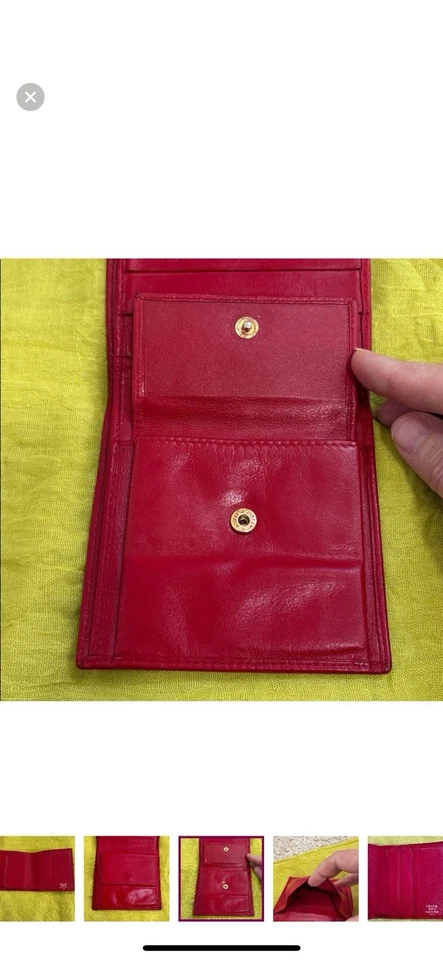 Cartera compacta de cuero rojo Celine Triomphe - Unisex - Increíble pieza de colección Foto 4 de 4