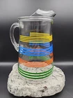 Vintage Anchor Hocking 2 Quart Lemonade Iced Tea Pitcher Fiesta Stripe Colors