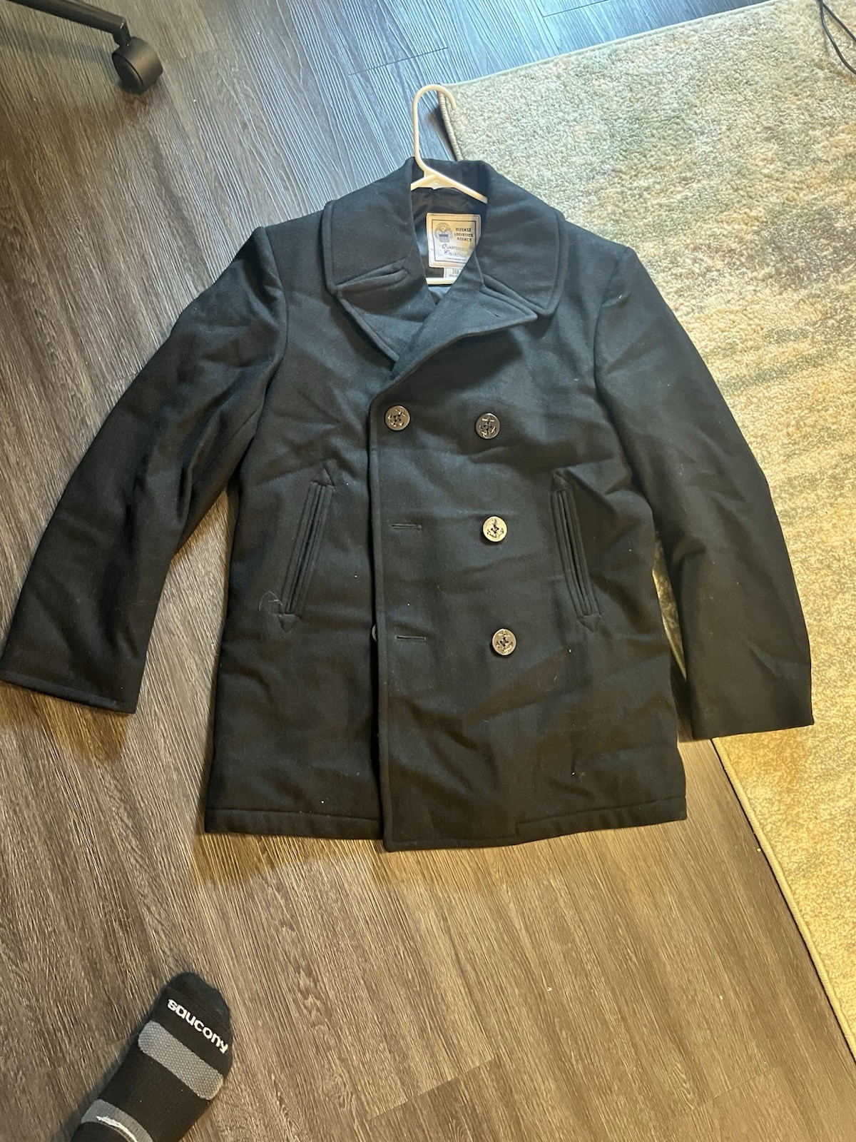 US Navy Peacoat Mens 38R Black Wool Military Overcoat by Major Coat Co