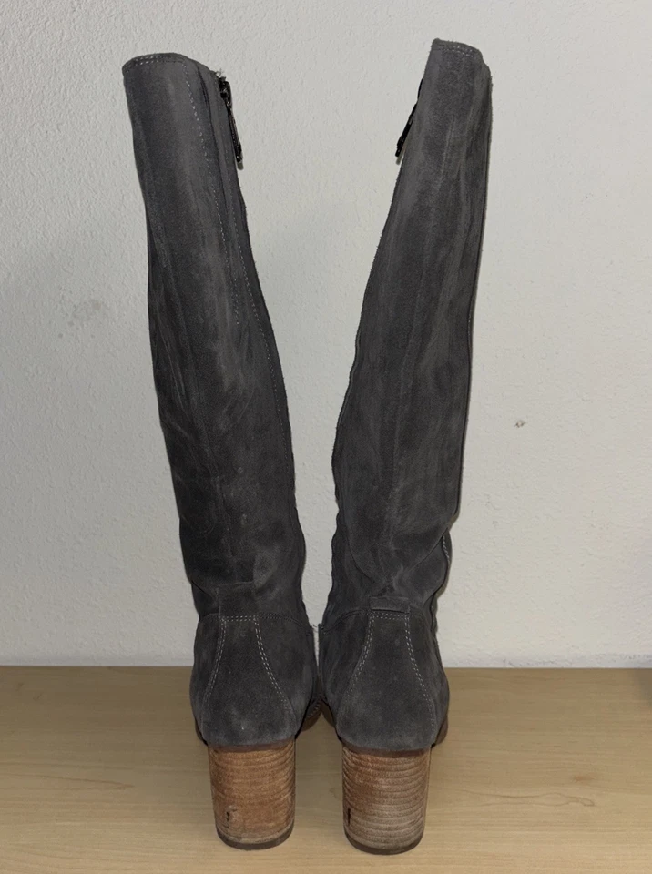 Botas hasta la rodilla Blondo Nikki, gamuza gris, cremallera lateral para mujer 9 M impermeables  Foto 4 de 4