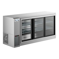 73" Stainless Steel Underbar Height Narrow Sliding Glass Door Back Bar Refrigera
