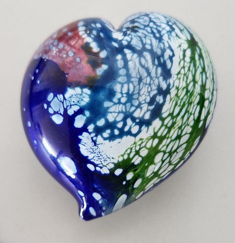 Hand Blown Glass Heart Blue Beautiful new gift art made in USA