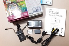 Canon PowerShot S30 3.2MP Digital Camera CCD WORKS + Battery Charger Box Card