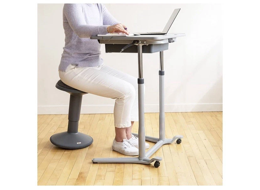 ECR4Kids Sitwell Adjustable  Wobble Stool With Cushion (Grey) - Image 2 of 4