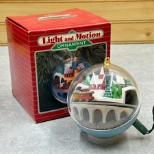 Vintage Hallmark Village Express Light and Motion Train Ornament Christmas 4in