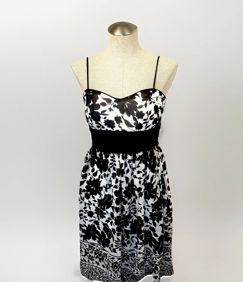 Dress Barn (XS) Vintage 90s Floral Layered Chiffon Knee Tea Length Dress - Image 2 of 4