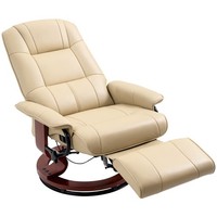 HOMCOM Manual Recliner Swivel Reclining Chair with Footrest Armrests Cream