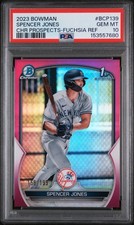 2023 BOWMAN CHROME PROSPECTS FUCHSIA REFRACTOR SPENCER JONES /199 PSA 10