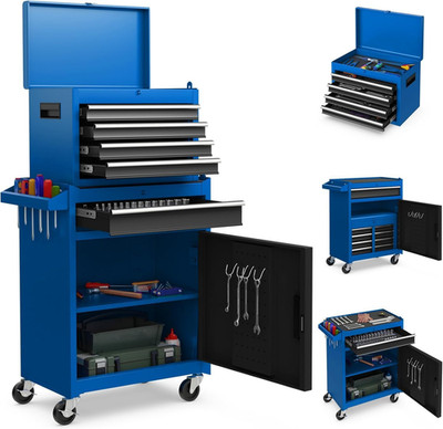 Tool Chest, 5-Drawer Rolling Cabinet with Detachable Top Toolbox, Lockable Wheel