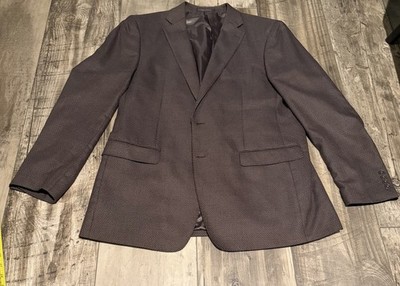 Calvin Klein Macys Men Two Button Blazer Jacket Brown/grey Size 44L Slim Fit