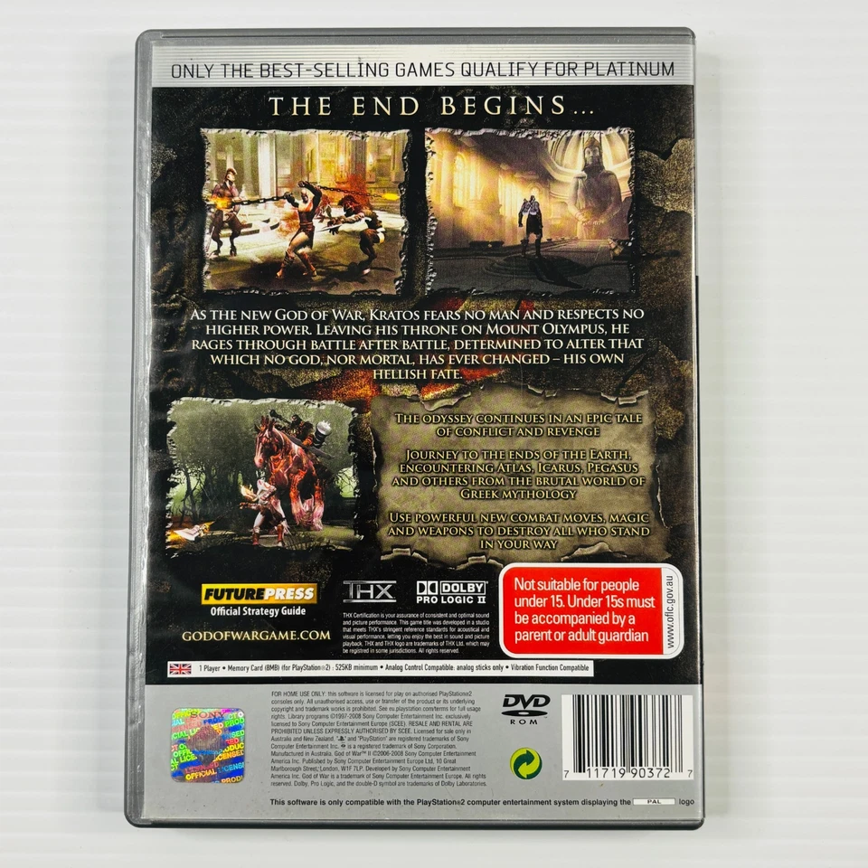 God Of War II 2 PS2 PlayStation 2 PAL Complete With Manual Tracked Post Platinum - Image 3 of 4