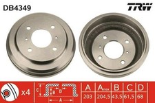 2x TRW DB4349 Bremstrommeln Ø203mm Hinten für NISSAN PRIMERA (P11)
