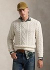 Polo Ralph Lauren Men's SZ S Cable Knit Fisherman Crew Sweater Wool Alpaca Cream