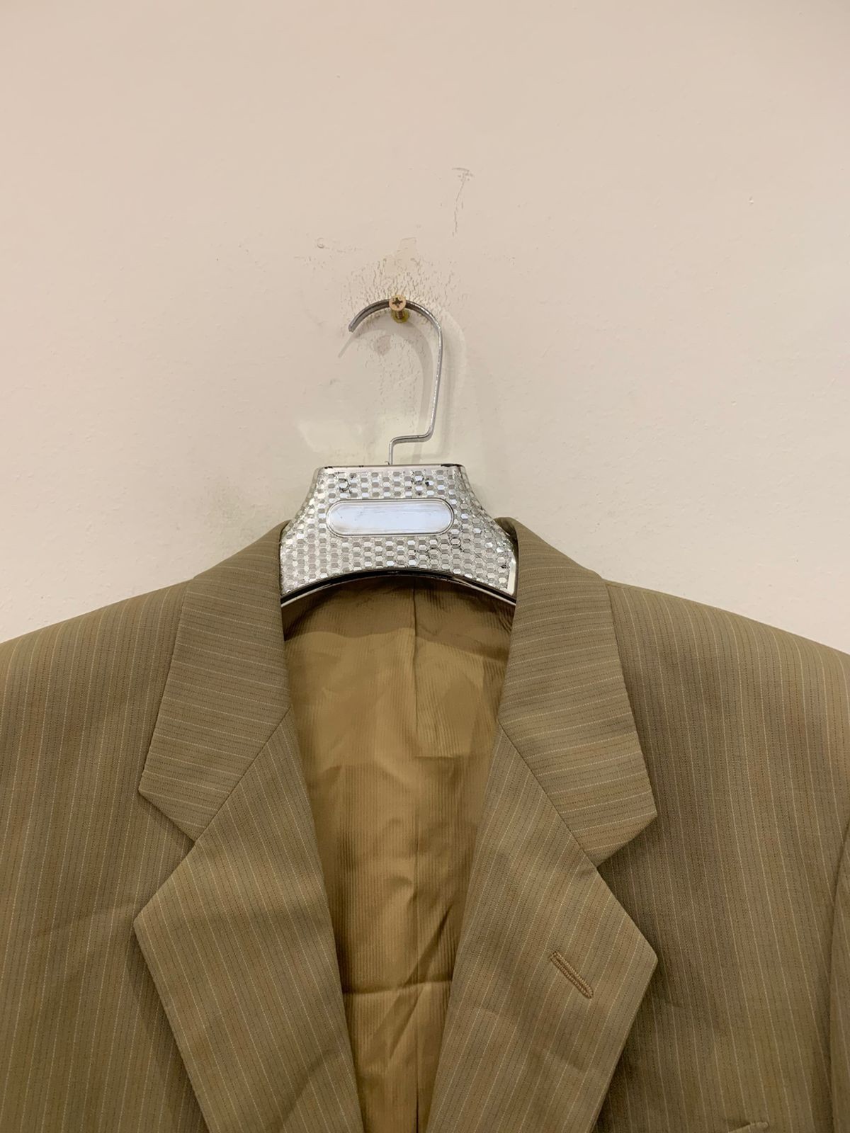 Vintage Lebole pure wool classic 2 button striped brown suit 42R 42L image 6