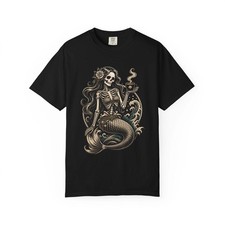 Skeleton Mermaid Coffee Siren T-Shirt Graphic