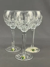 3 Waterford Crystal Lismore Wine Hock Glasses 7 3/8" Ieland; Mint