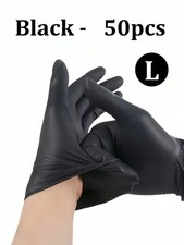 50pcs L Black Nitrile Gloves–Durable, Latex-Free, Disposable Hand Protection-UK
