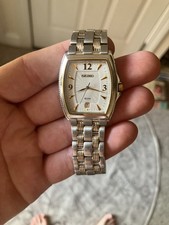 SEIKO Le Grand Sport 33MM White Dial Two-tone SS Men's Watch SKK536 WORKING!