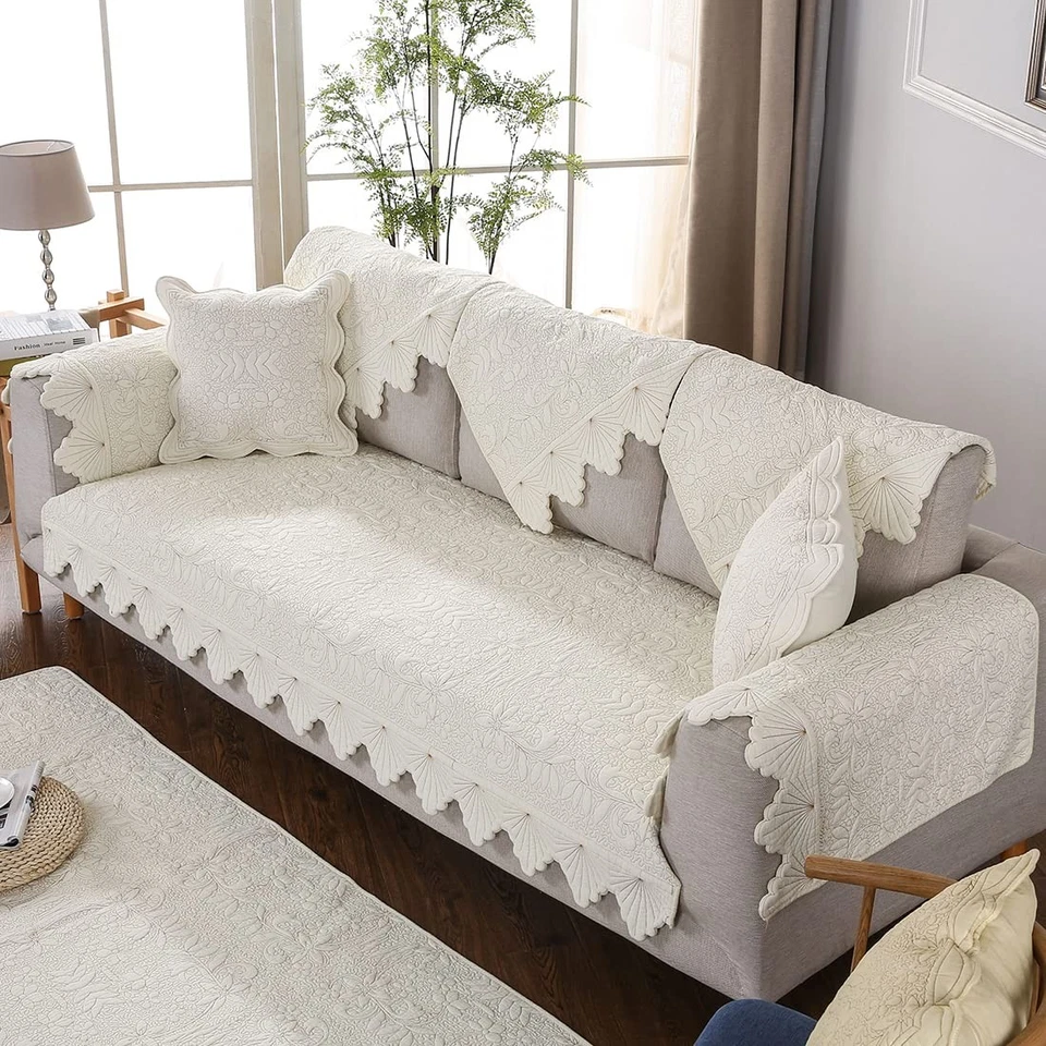 Хлопковая вышивка диван чехол лист и цветочный узор без губ стеганая Fu... - Изображение 4 из 4