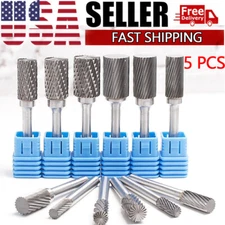 5PCS 1/4'' Tungsten Carbide Burr Die Grinder Shank Set 6-14mm Rotary Drill Bits