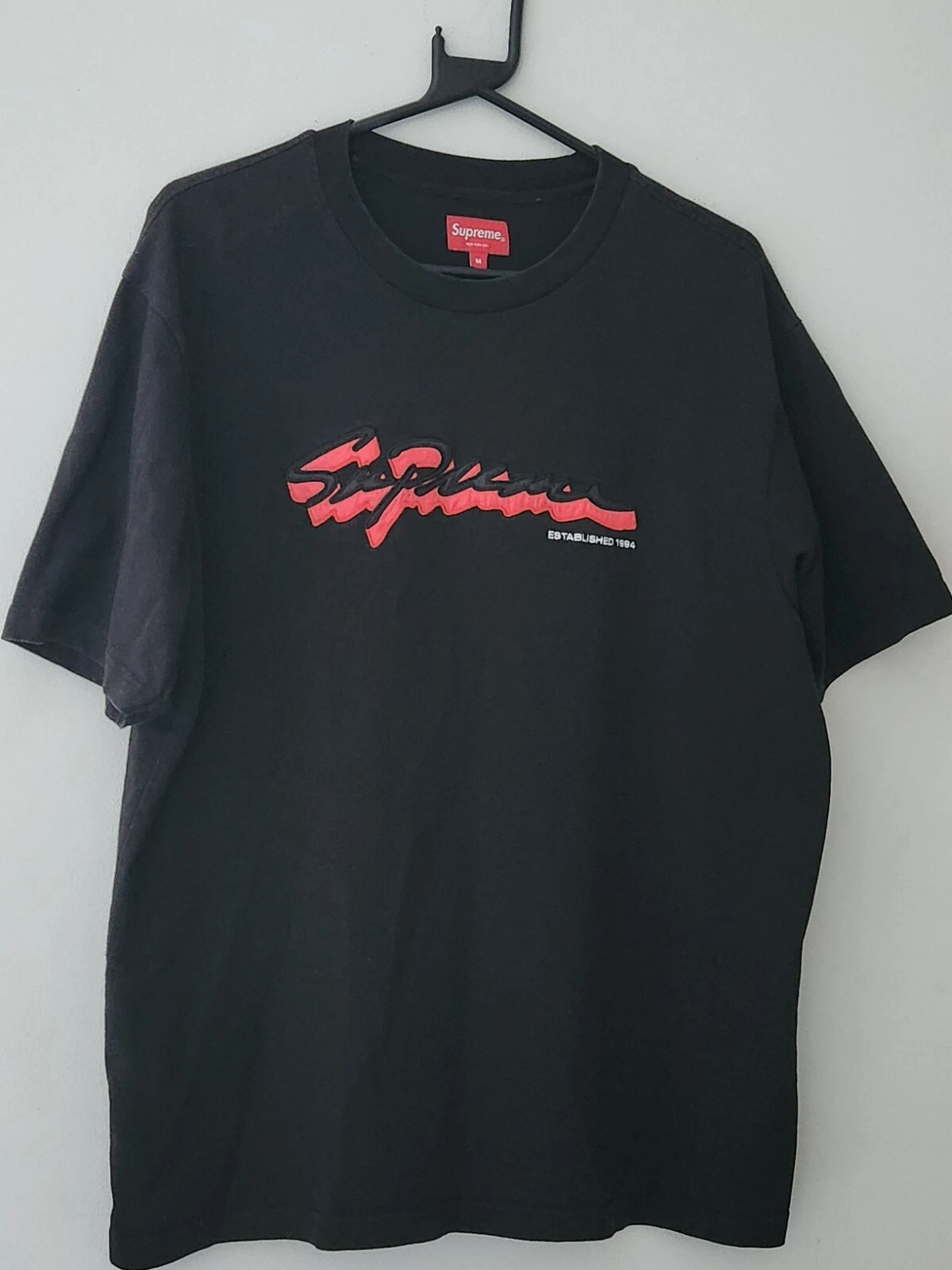 FW22 Supreme Shadow Script S/S Top tee t shirt Black Red M medium