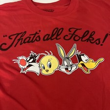 Looney Tunes Women s Night Shirt XSmall Red With Bugs Bunny, Tweety, Daffy..