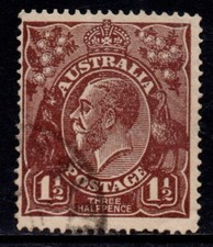 AUSTRALIA 1919 1.1/2d RED-BROWN  KGV  STAMP VFU LMW  PERF. 14  SG.52