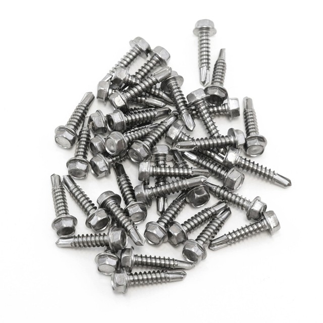 50 Hex Head Self Drilling Screw Set Sheet Metal 12 x 1" 304 SS
