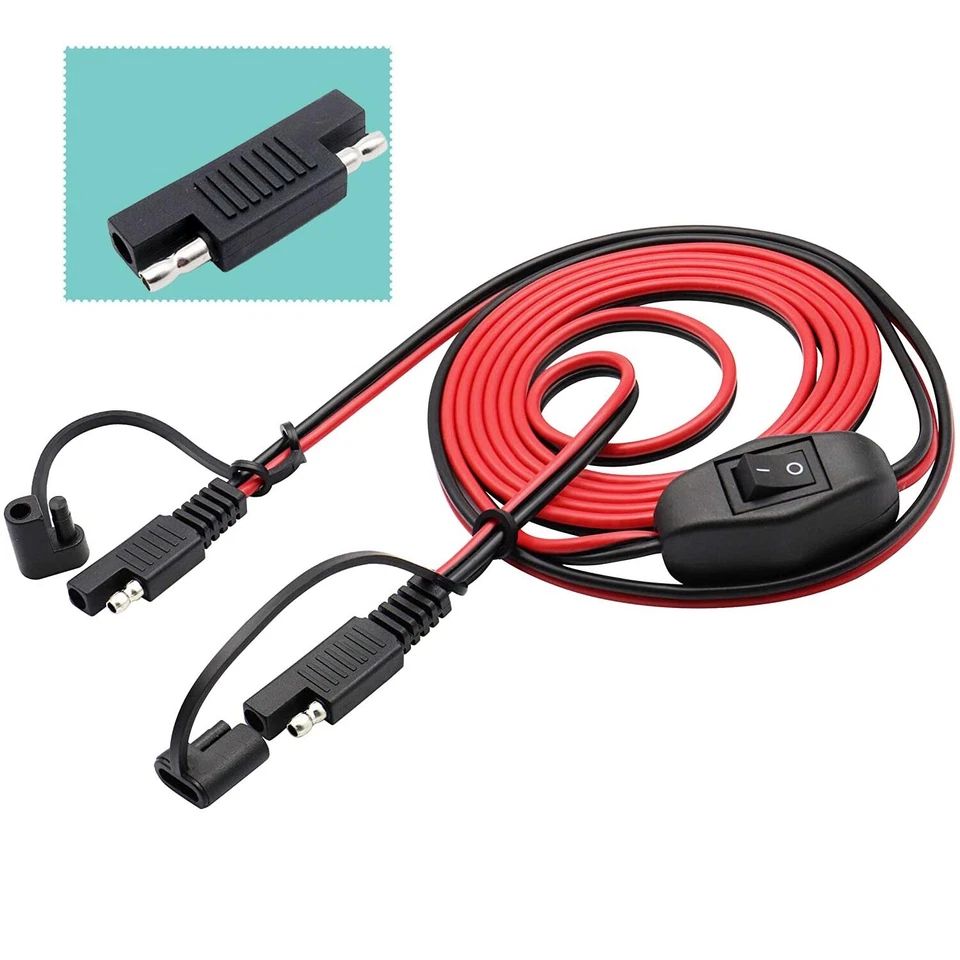 DC Solar Panel SAE to SAE with Switch 16AWG Harness Motorcycle Extension Cable - Image 2 of 4