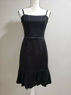 WHITE HOUSE BLACK MARKET WHBM peplum hem black Dress 8 | eBay