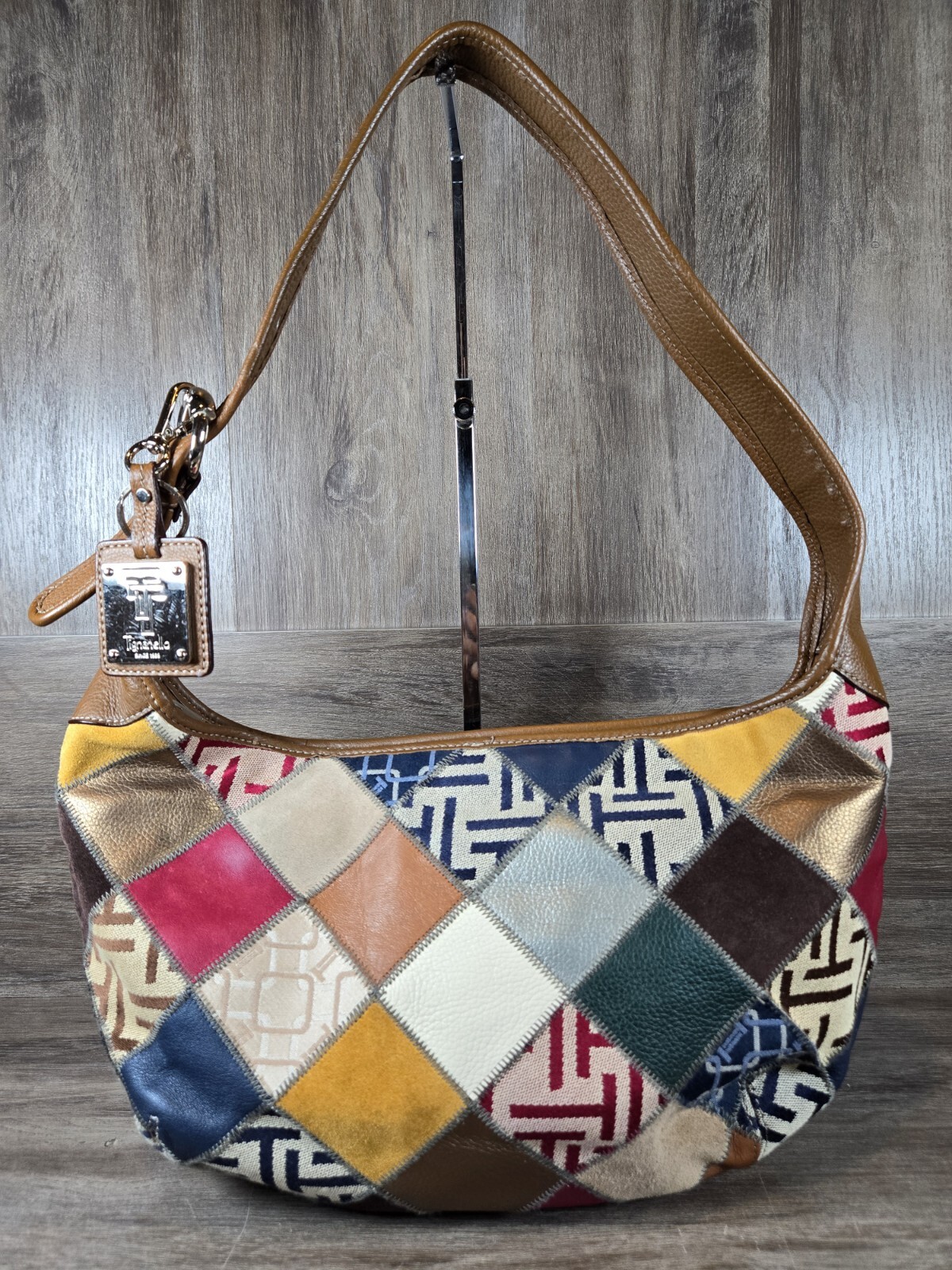 Vintage Patchwork Leather Crescent Mixed Media Su… - image 13