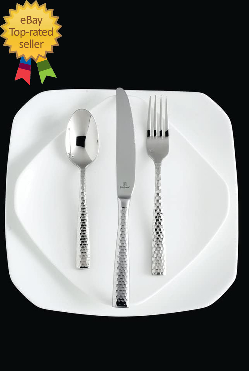 Lucca Flatware Set, 20-Piece, Faceted Stainless