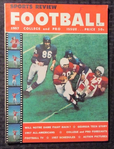 1957 SPORTS REVIEW FOOTBALL Magazine VG/FN 5.0 Notre Dame / Georgia Tech