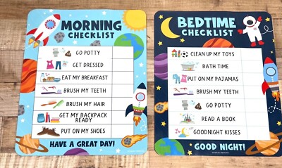 Morning & Bedtime Magnetic  Checklist Boards For Kids - Laminated