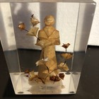 VINTAGE RELIGIOUS CARVED WOOD FIGURE IN LUCITE BLOCK PAPERWEIGHT — photo 6