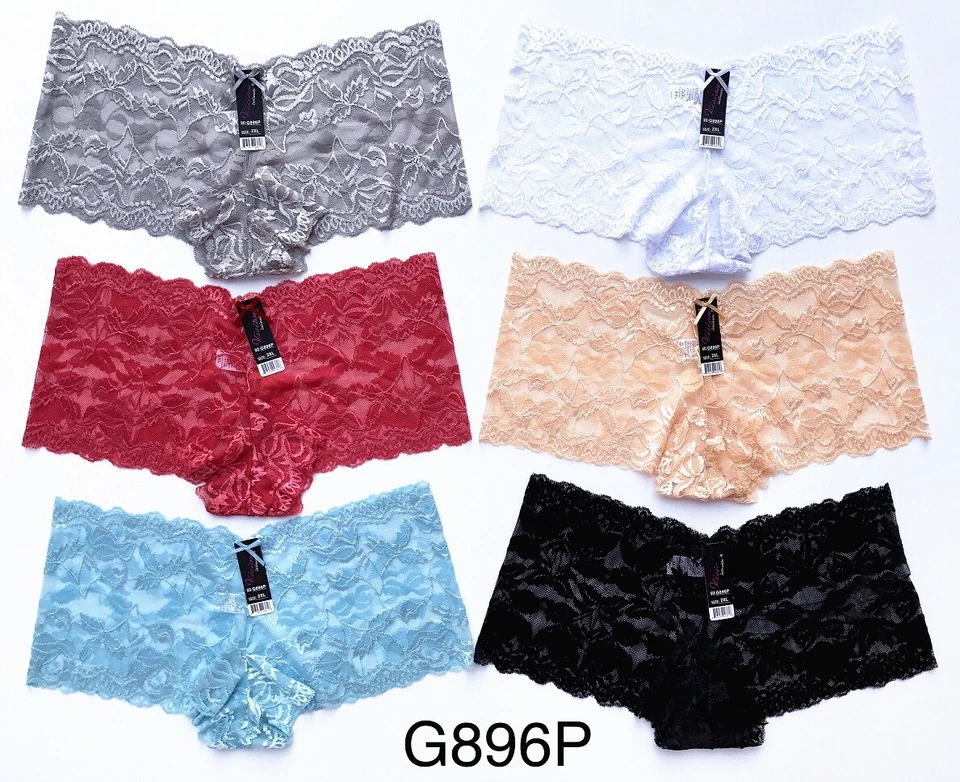 12-100 Pantalones Cortos Boyshort Ropa Interior Encaje Bragas Ropa Interior Venta al por mayor Lote Mixto S-4XL Foto 2 de 4