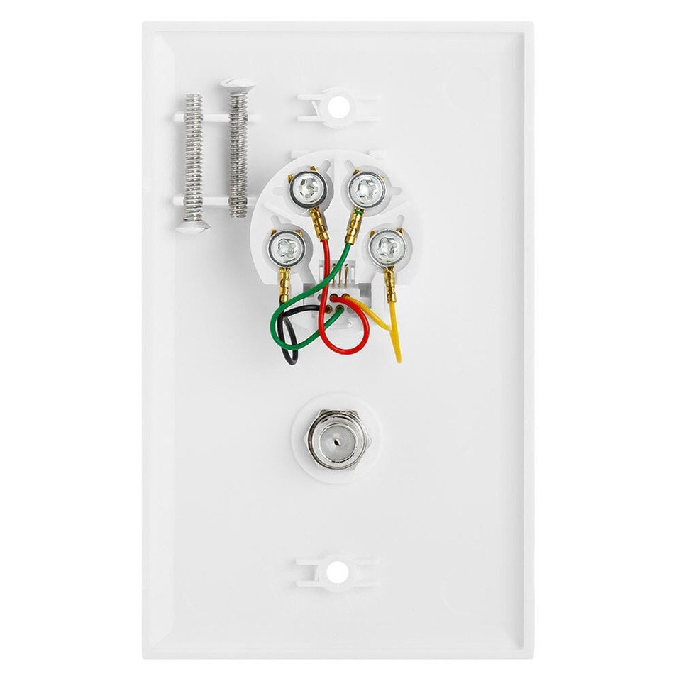 White Modular Wall Plate Telephone 4Conductor Jack Phone RJ11