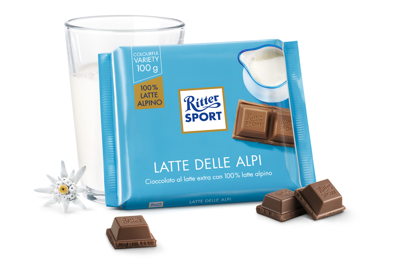12 PEZZI CIOCCOLATA RITTER LATTE DI MONTAGNA ALPENMILK