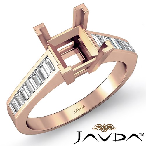 Custom Princess Semi Mount Baguette Channel Set Diamond Engagement Ring 0.85Ctw - Picture 2 of 33
