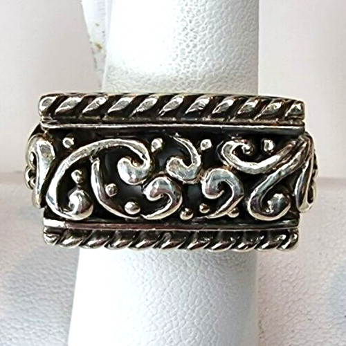 RECTANGULAR LARGE ORNATE 925 STERLING SILVER RING… - image 2