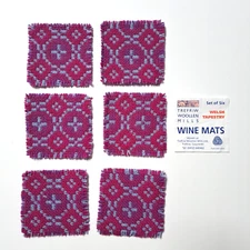 TREFRIW woolen mill Coasters / wine Mats x6 VINTAGE