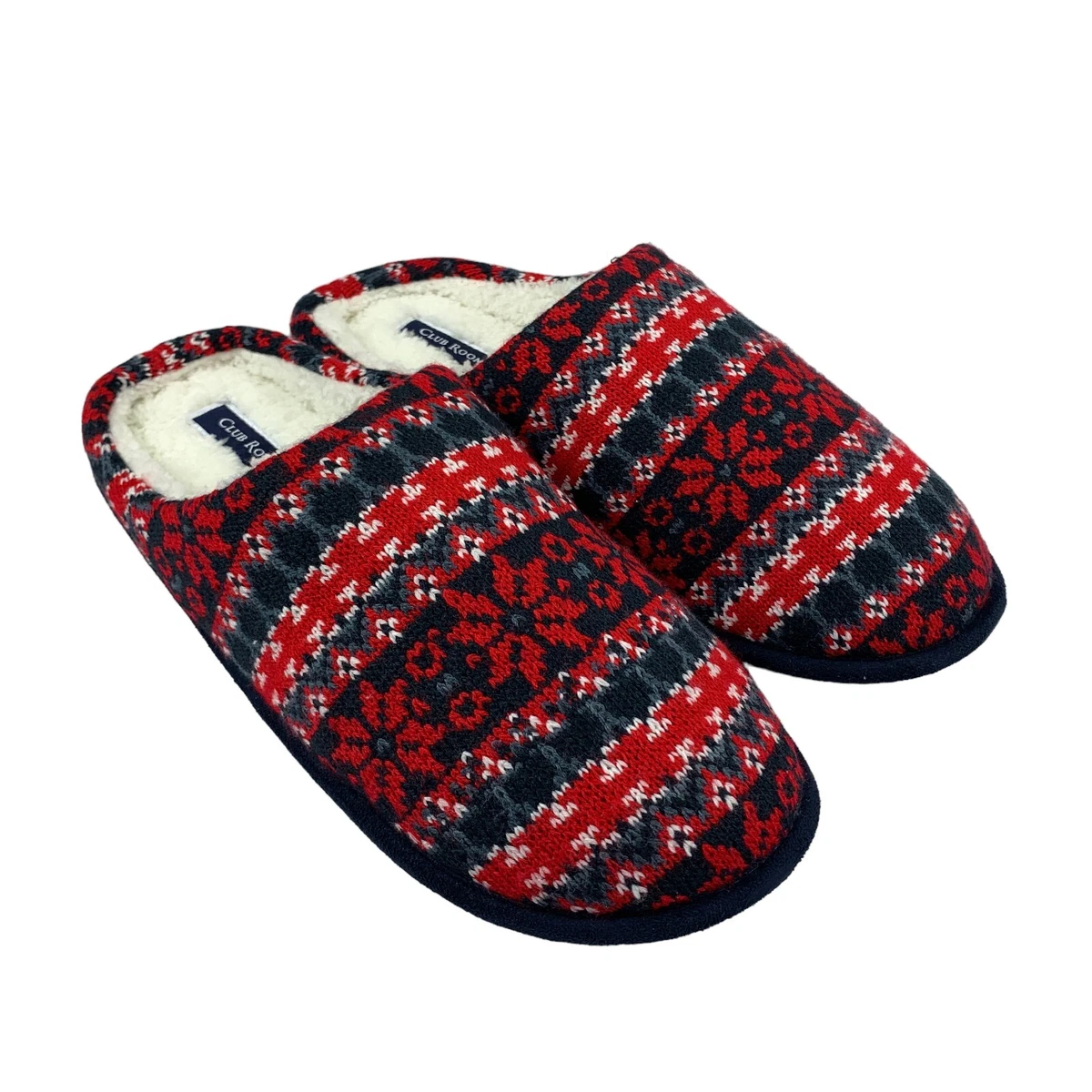 Club Room Mens Fair Isle Fleece Lined Slippers Multicolor 10 11 eBay