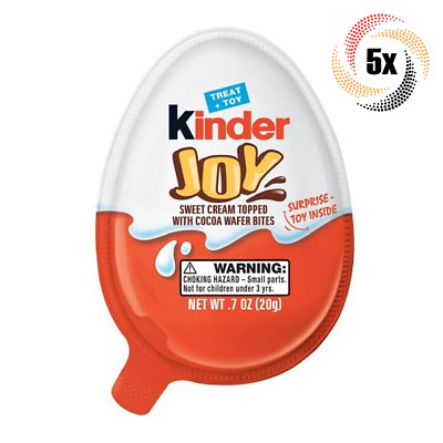 5x Packs Kinder Joy Treat + Toy Sweet Cream With Cocoa Wafer Bites | .7oz