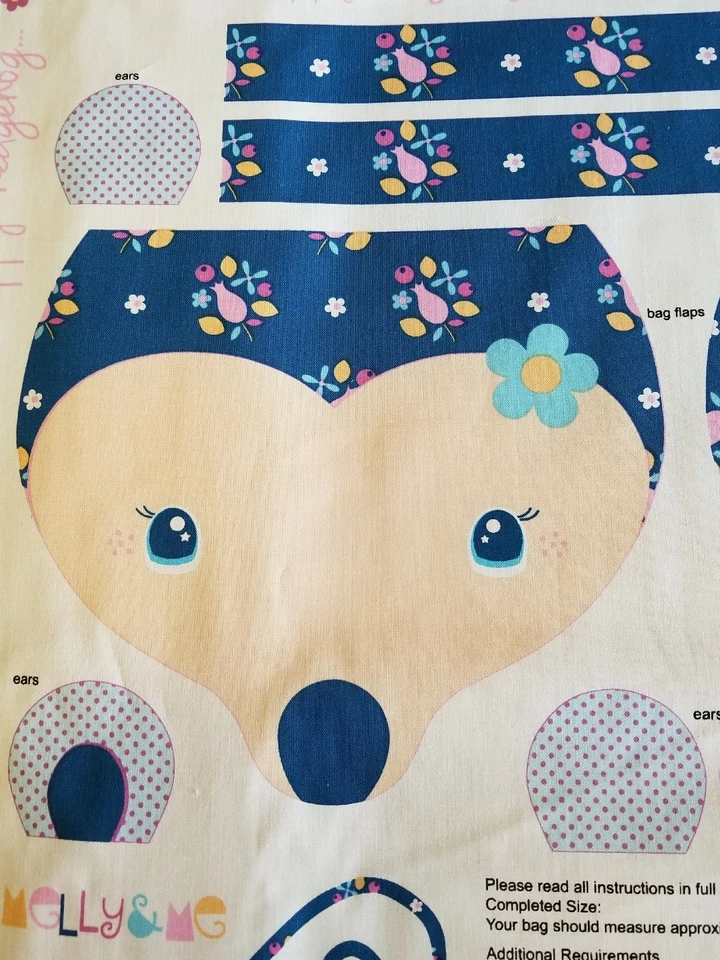 Bolso de Mano The Happy Hedgehog Flor Azul Panel Riley Blake Designs Melly & Me Foto 4 de 4