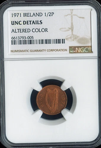 1971 Ireland Half Penny 1/2p NGC UNC Details Quality