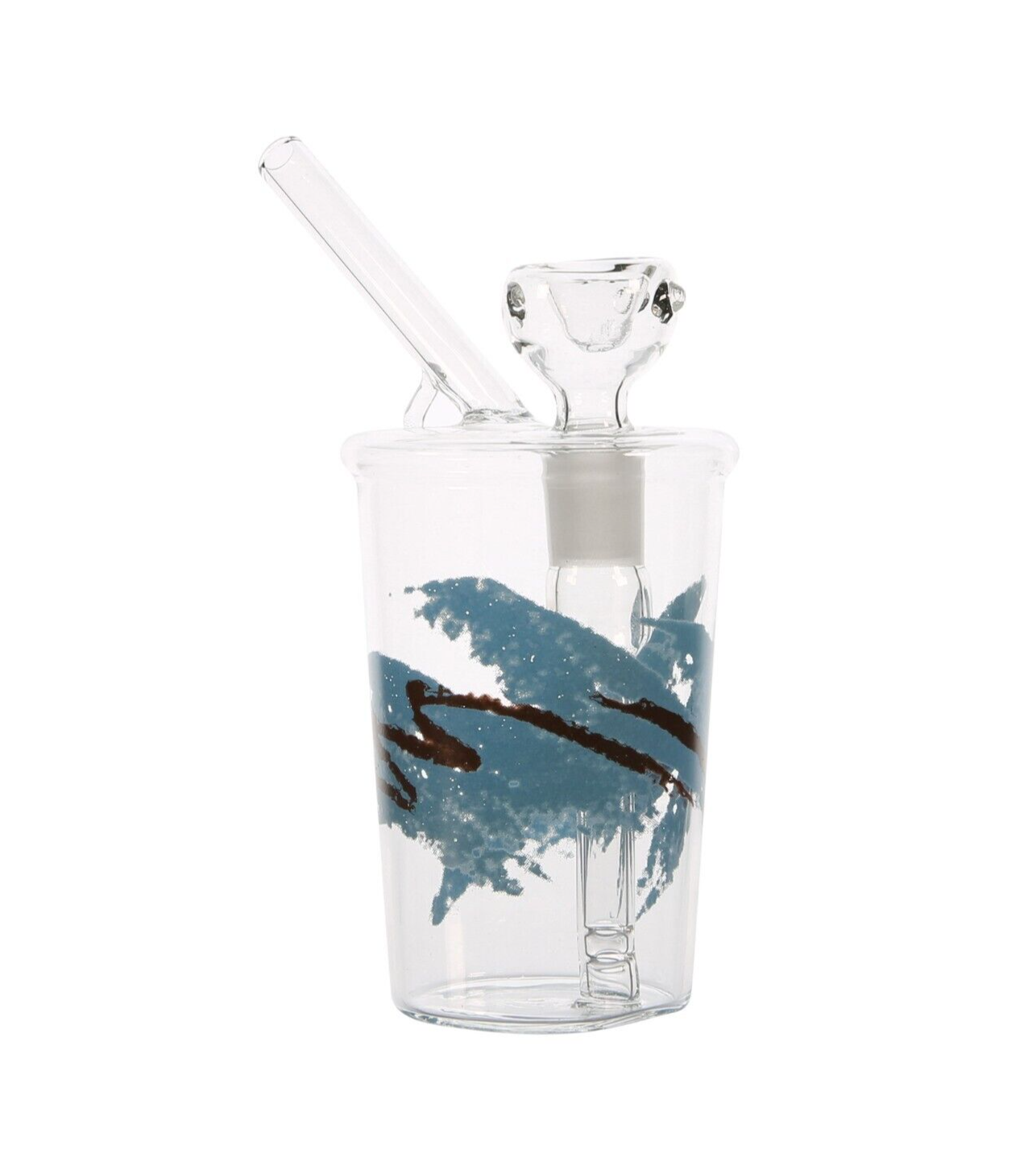 6'' Cool Blue Retro 90's Cup Glass Water Pipe Bong Smoking Hookah w/ 14mm Bowl