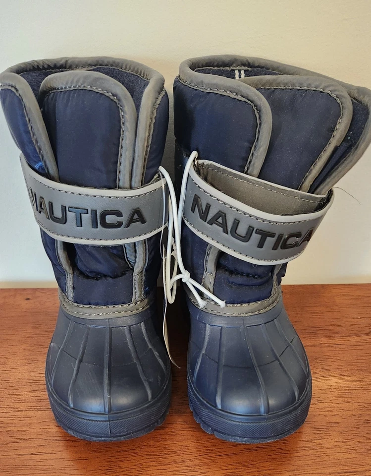 Botas de invierno/nieve aisladas Nautica Little Boys usadas en excelente estado AZUL MARINO talla 8 Foto 4 de 4