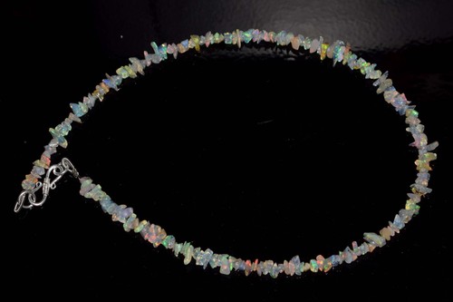 925 Fine Silver Ethiopian Opal Gemstone 2-4mm Uncut Beads 14" Strand Necklace D3 - Picture 3 of 8