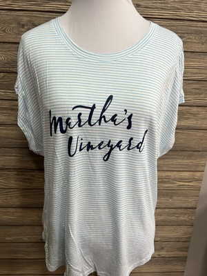 NWT Martha's Vineyard Striped Short Sleeve Medium Souvenir Shirt Womens