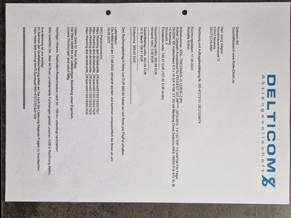 Ganzjahresriefen Dezent RE mattschwarz 6.0x16 (LK4/108,ET25) mit Nankang Cross  - Bild 4 von 4